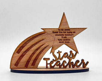 Shooting Star Thank You Teacher Ornament Engraved Keepsake Personalised Gift