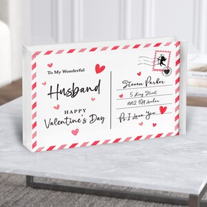 Valentinstag Geschenk für Ehemann Liebe Postkarte Personalisierter Acrylblock - personalisiertes Geschenk, Andenken, individuelles Geschenk