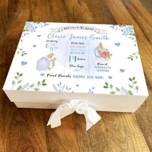 Benvenuto nel mondo Peter Rabbit Nuovo Baby Shower Dettagli Confezione regalo con cesto dei ricordi
