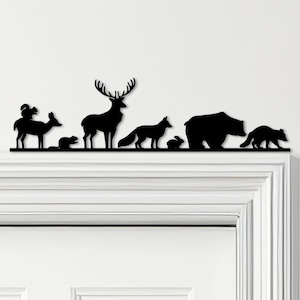 Adorno para puerta con diseño de animales del bosque para habitación infantil, varios colores, decoración de pared novedosa, arte para marcos de puertas, arte decorativo para puertas.
