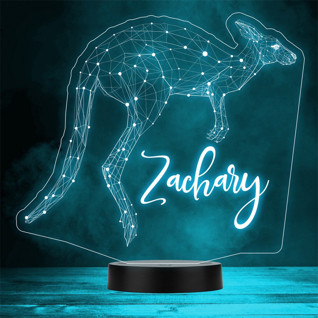 Kangaroo Led Rings 3D Style Kangaroo Jumping Personalised Gift Colour Changing LED Lamp ...