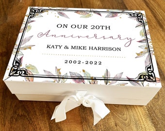 Aquarelle Or vintage Personnalisé Wedding Day Anniversaire Coffret cadeau souvenir