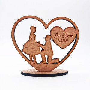 Wood Proposal Engagement Silhouette Engaged Heart Keepsake Personalised Gift