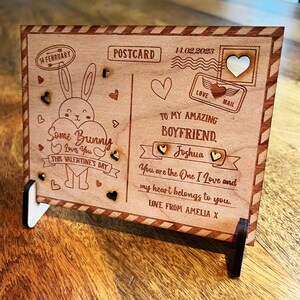 Freund Hase Liebe Valentinstag Personalisierte Karte Holz Postkarte Geschenk