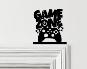 Adorno para puerta con diseño de zona de juegos, mando de juegos, decoración para habitación infantil, letrero en varios colores: decoración de pared novedosa, arte para marcos de puertas, arte decorativo para puertas.