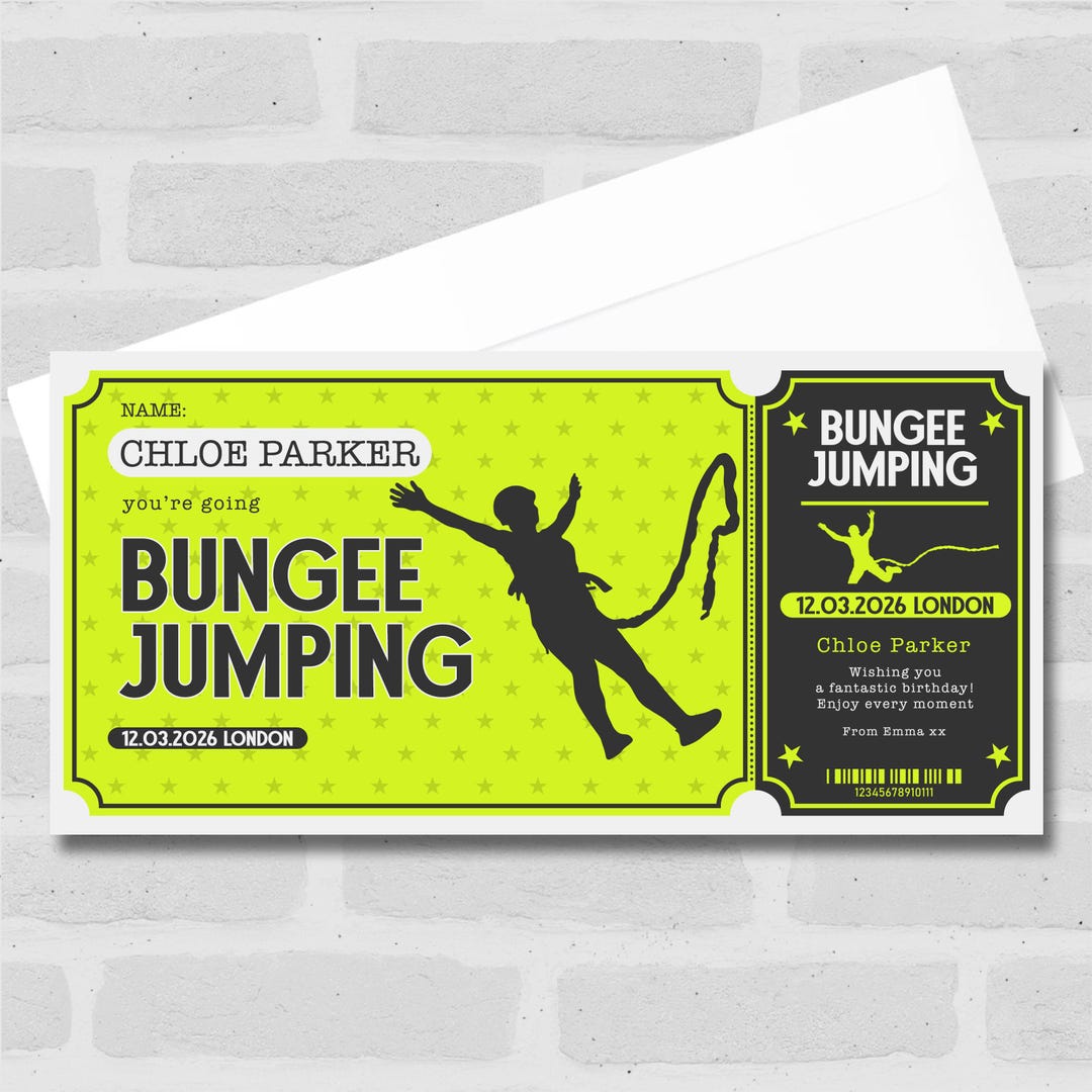 Bungee Jumping Personalised Surprise Ticket Gift Voucher | Coupon ...