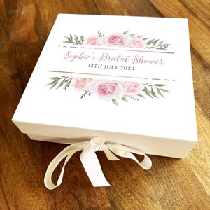 Bridal Shower Pink White Hen Do Bride To Be Personalised Square Gift Box