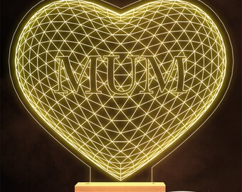 3D Geometric Style Mum Mother's Day Personalised Gift Warm Lamp Night Light