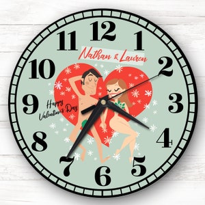 Green Sexy Couple Sleeping Valentine&#39;s Day Gift Personalised Clock