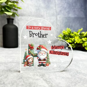 Regalo para hermano especial, placa de recuerdo con forma de corazón con la letra H del alfabeto de Navidad, regalo de recuerdo de Navidad, abalorio de acrílico