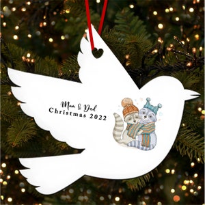 Mamá y papá Pareja mapache Robin Decoración personalizada del adorno del árbol de Navidad
