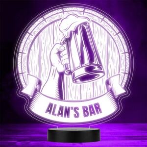 Hand Holding Glass Pint Tankard Home Bar Man Cave Colour Change Night Light