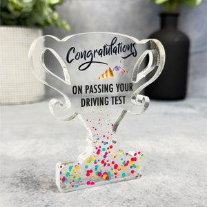 Congratulations Pass Driving Test Present Confetti Trophy Plaque Keepsake Gift - Gift, Custom Present, Trinket, Ornament, Acrylic Plaque