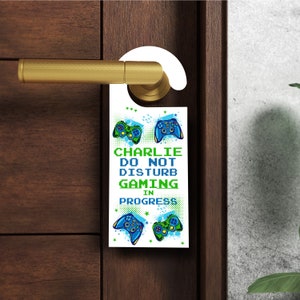 Do Not Disturb Gaming Controller Room Sign Personalised Kids Bedroom Door Hanger