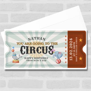 Going To The Circus Animals-cadeau Gepersonaliseerd verrassingskaartje Cadeaubon - coupon, verrassingsonthulling, waardebon, ticket, kaart