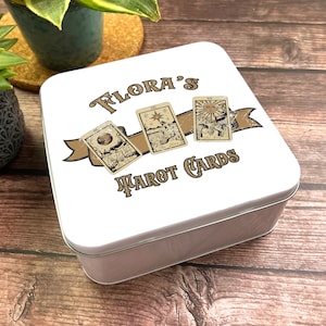 Lata de cartas de Tarot personalizadas con diseño Vintage de almacenamiento de baraja cuadrada