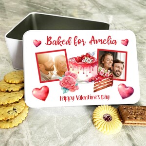 Baked For You Photo Red Valentine&#39;s Day Gift Personalised Cake Tin