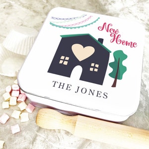 Square New Home Bunting Personalised Treat Tin