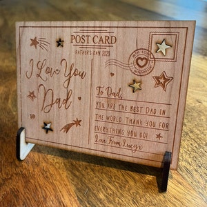 I Love You Dad Vatertag Personalisierte Karte Gravierte Holzpostkarte Geschenk