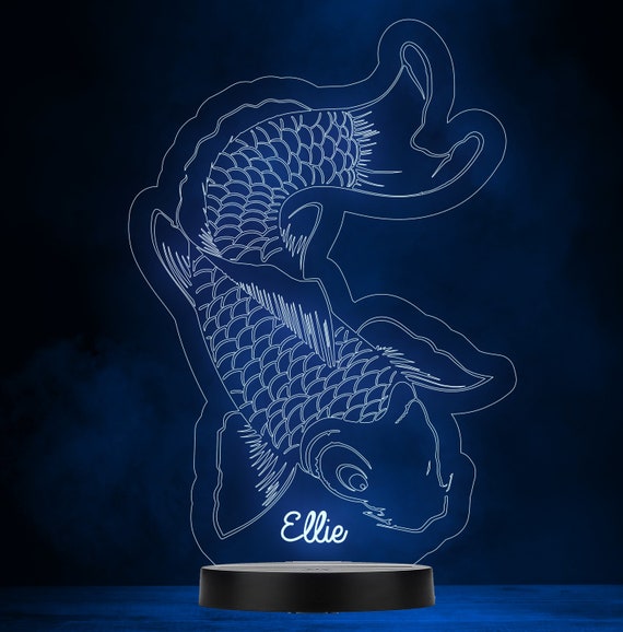 Koi Carp Fish Fishing Personalised Gift Colour Changing Led Lamp Night Light