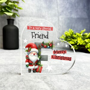 Regalo para amigo especial de Navidad, placa de recuerdo con forma de corazón con la letra F del alfabeto, regalo de recuerdo navideño, baratija acrílica
