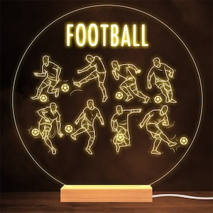 Football Players Playing Ball Personalised Gift Lamp Night Light