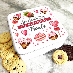 Square Box Of Treats Birthday Gift Personalised Sweet Tin