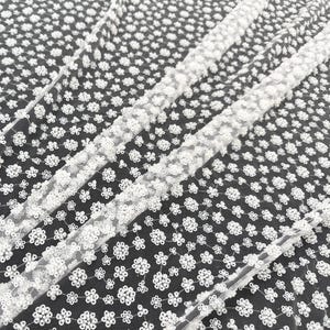 Floral Beaded Tulle Fabric,Sequin Lace Fabric,White Lace Fabric,Fabric By The Yard,Prom Dress Fabric,Bridal Lace Fabric,Wedding Dress Fabric