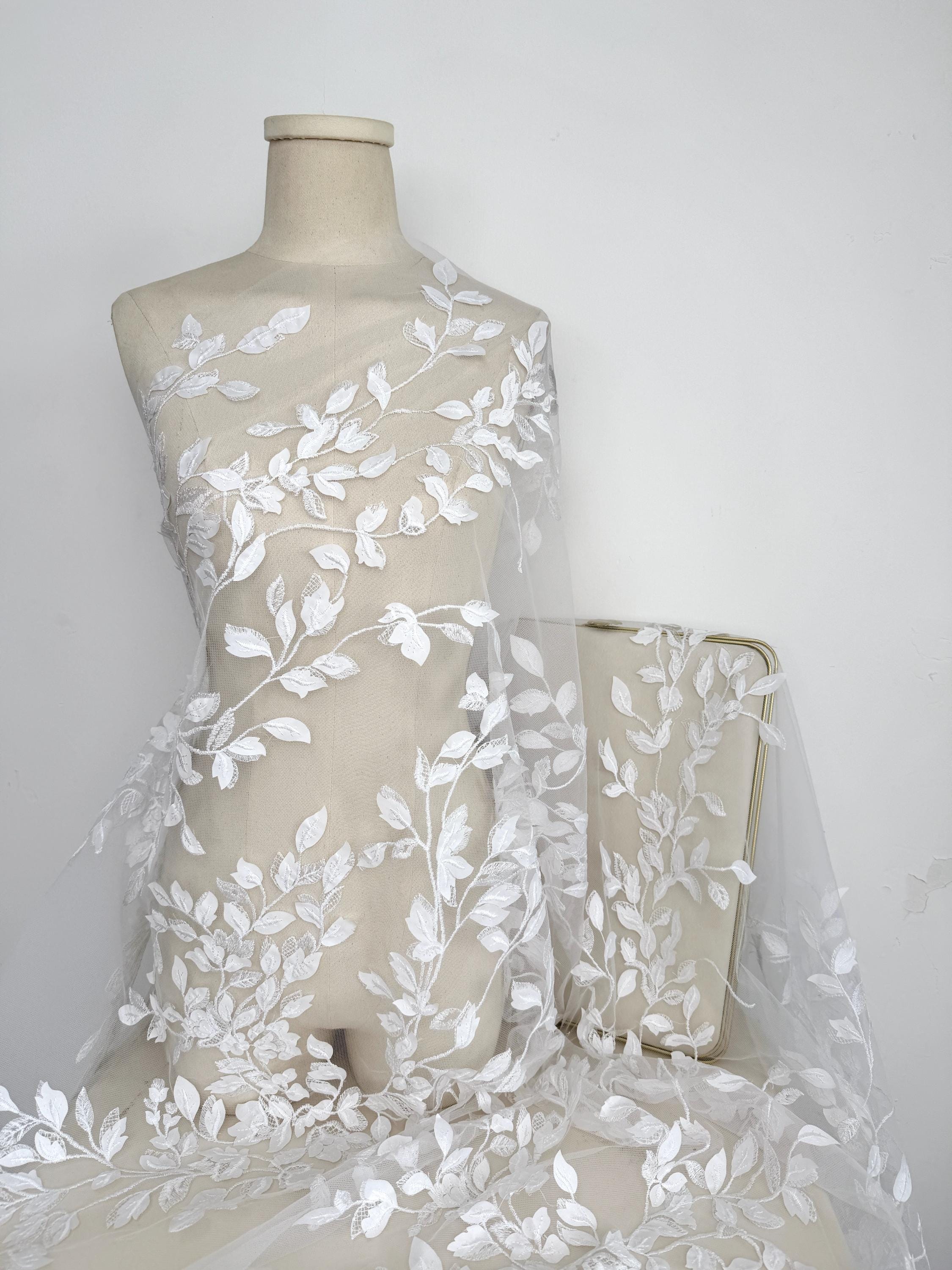lace by the yard for wedding dress Delicate Botanic Lace Fabric for Wedding Dress