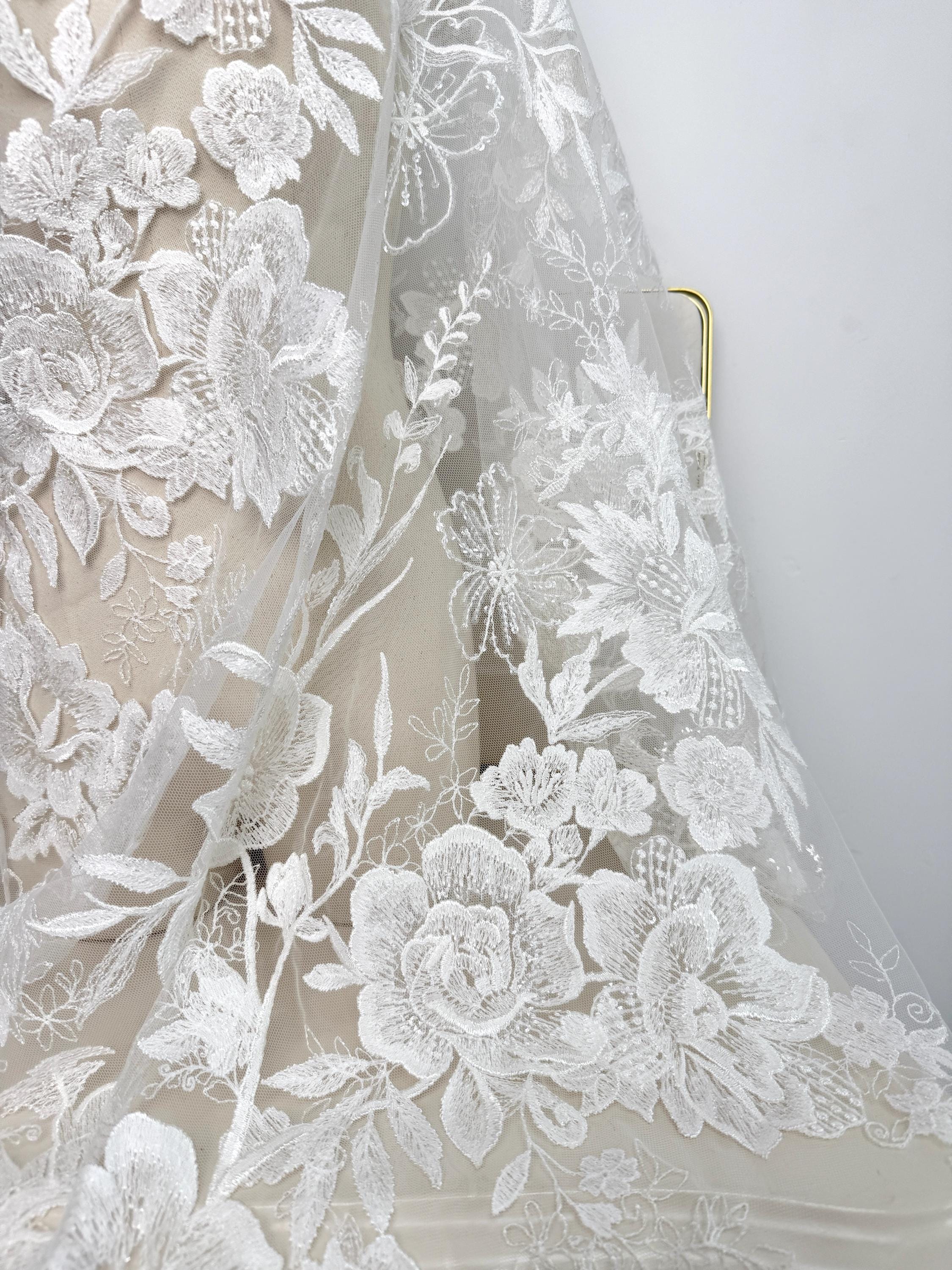 1 Yard Floral Bridal Lace Fabric,gorgeous Embroidery Wedding Dress Lace,prom Dress Fabric,tulle Lace Fabric,dress Fabric,mesh Lace Fabric, - Etsy 1 Yard Floral Bridal Lace Fabric,gorgeous Embroidery Wedding Dress Lace,prom Dress Fabric,tulle Lace Fabric,dress Fabric,mesh Lace Fabric, - Etsy