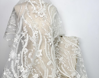 Fashion Bridal Lace,Flower Lace Fabric,Wedding Lace Fabric,Embroidery Fabric,Ivory Lace Fabric,Sequin Lace Fabric,By The Yard,Tulle Lace,