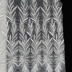 Off White Wedding Lace Fabric,Bridal Lace Fabric,Heavy Bead Lace Fabric,Leaf Beaded Tulle Fabric,Sequin Lace Fabric,Exquisite Lace Fabric,