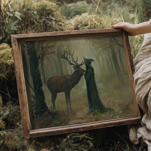 Forest Witch | Witchy Home Decor, Dark Cottagecore Art, Witchcraft Wall Art, Fantasy DND Wall Decor, Mystical Print, Dark Moody Nature Art