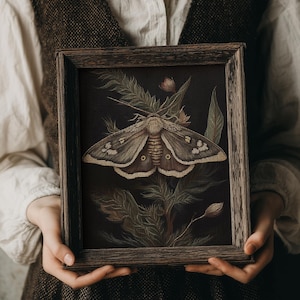Botanical Moth Print | Dark Cottagecore, Goblincore Wall Art (Digital Download)