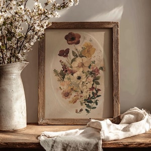 Botanische Blumen | Cottagecore Druck, Dark Academia Decor, Vintage Blumenästhetik, Frühlingswandkunst, rustikale Wohndekoration, schwermütige Illustration