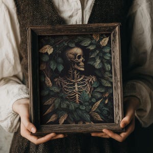 Botanical Skeleton Portrait | Dark Cottagecore Gothic Wall Art (Digital Download)
