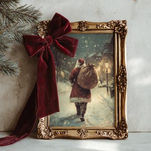 Santa&#39;s Coming | Christmas Print, Holiday Wall Decor, Snowy Art, Vintage Winter Aesthetic, Cozy Christmas Wall Art, Santa Claus Artwork