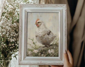 Vintage Hen Print | Rustic Cottagecore Easter Decor (Digital Download)