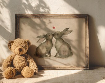 Bunnies Print: Easter Printable Wall Art, Spring Decor, Cottagecore Decor (Digital Download)