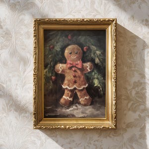 Gingerbread Cookie Christmas Print | Vintage Oil Painting Aesthetic (Digital Download)