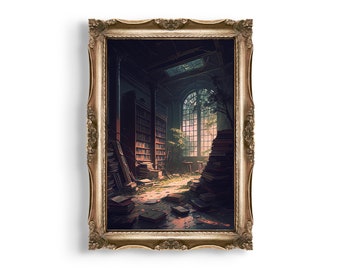 Dark Academia Library Print | Moody Victorian Wall Art (Digital Download)