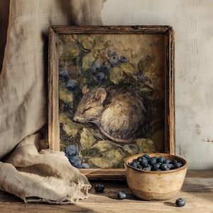 Schlafende Maus | Cottagecore Dekor, Wald Malerei, Wald Druck, Cottagecore Druck, Geschenk für Kinder, moderne Küche