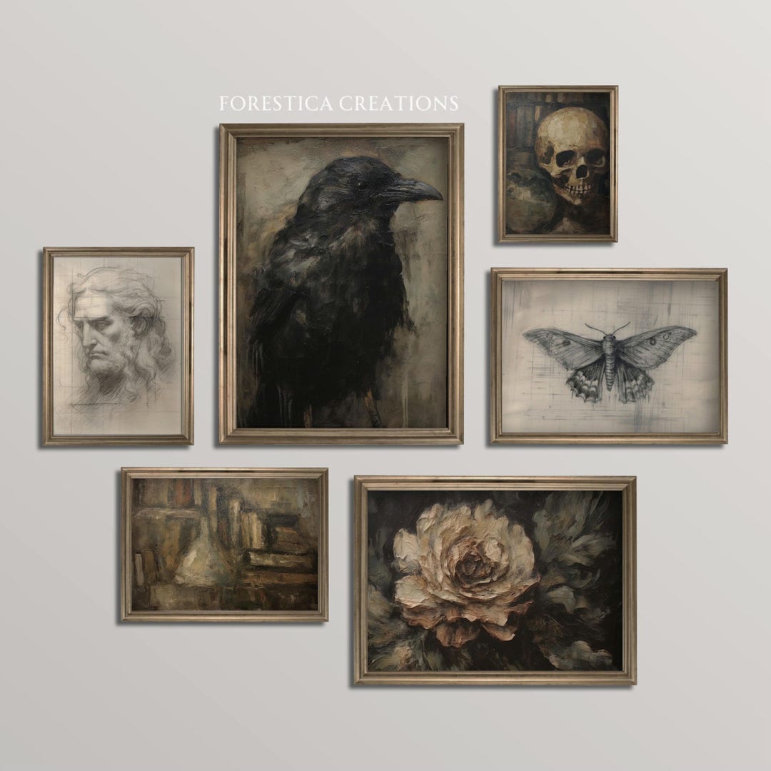 Set of 6 Dark Academia Prints | Gallery Wall Set, Moody Art Prints ...