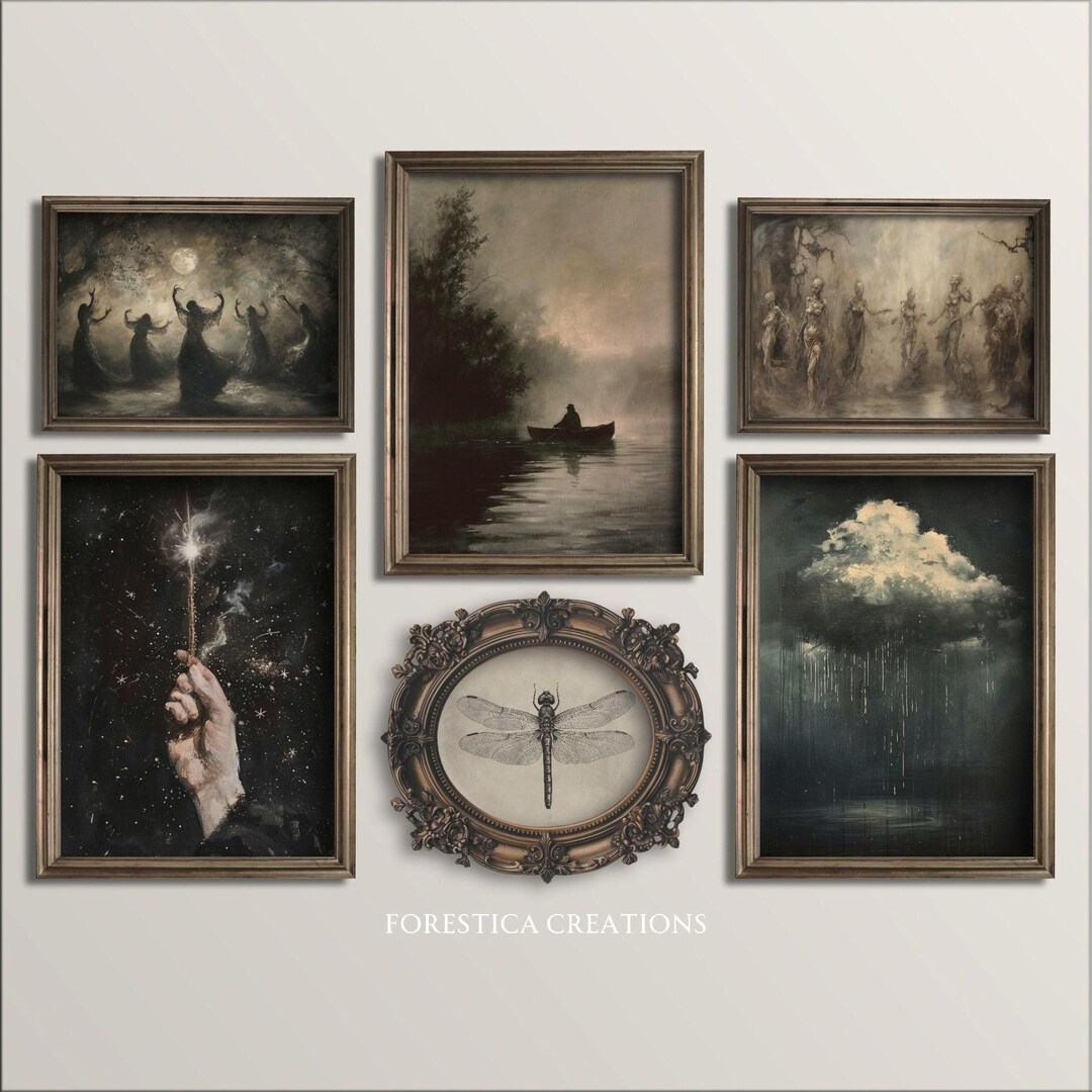 Set of 6 Dark Prints | Dark Academia Decor, Moody Art Prints, Gallery ...