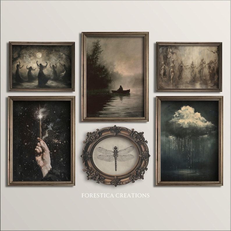 Set of 6 Dark Prints | Dark Academia Decor, Moody Art Prints, Gallery ...