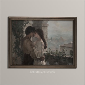 Romeo & Juliet | Light Academia Prints, Moody Wall Art, Vintage Oil Painting Aesthetic, Antique Home Decor, Romantic Love Art Print