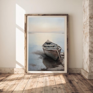 Boat | Coastal & Ocean Aesthetic, Dark Academia Decor, Moody Antique Art, Vintage Seascape Print, Nautical Wall Art, Maritime Art