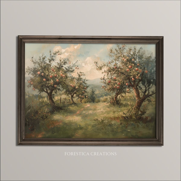 Apple Orchard | Cottagecore Decor, Spring Home Decor, Antique Oil Painting Aesthetic, Farmhouse Decor, Vintage Rustic Art Print