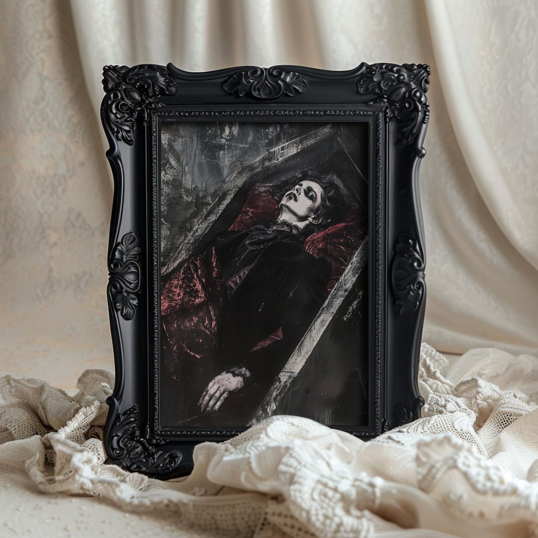 Sleeping Vampire | Halloween Prints, Gothic Wall Art, Dark Oil
