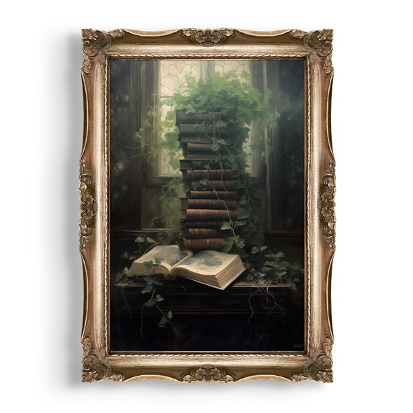 Nature Bookstore | Dark Cottagecore, Dark Academia Decor, Vintage Botanical Aesthetic, Witch Room Decor, Cottagecore, Moody Goth Wall Art